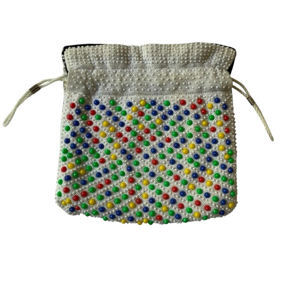 Vintage 1970s Candy Dot or Candy Bead drawstring bag - Picture 5 of 8